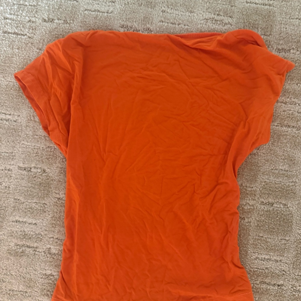 Women’s Open Back Orange Short-Sleeve Top